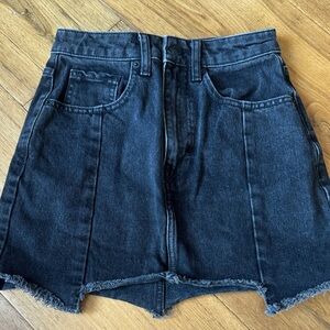 White Fox Boutique Black Denim Frayed Shorts